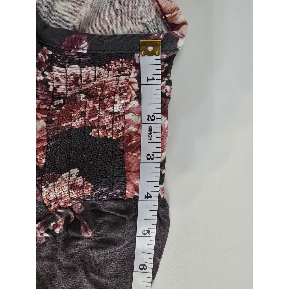 Maurices Womens 3X Gray Floral Henley Long‎ Sleeve Top Pleated Shoulder NWT - Picture 10 of 14